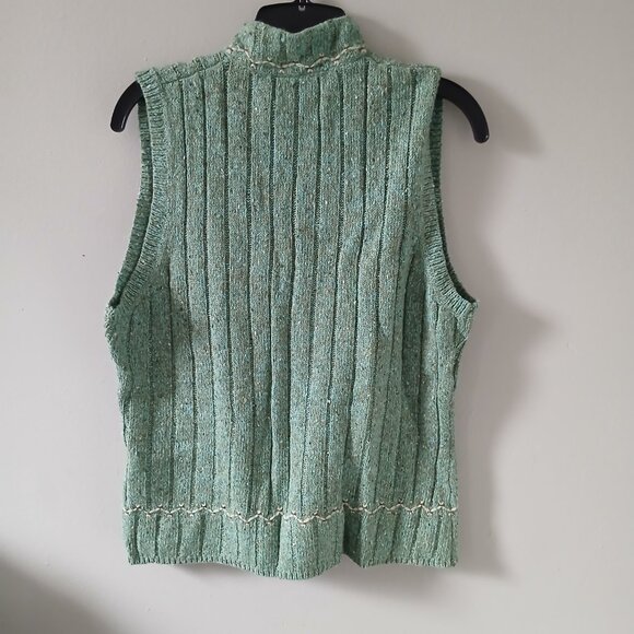Woolrich Lambs Wool Blend Zip Sweater Vest Womens‎ Medium Aquamarine Heather - Picture 8 of 8
